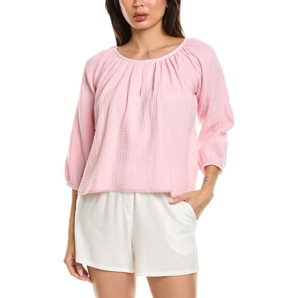 Petite Plume Womens Gauze Willow Top, Pink
